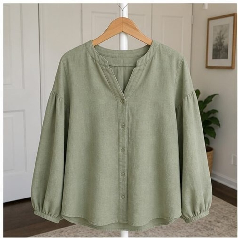 Sage Button Blouse